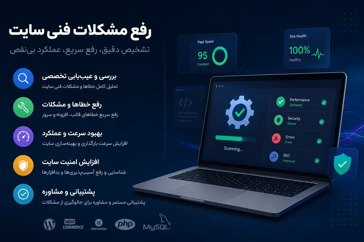 رفع مشکلات فنی سایت