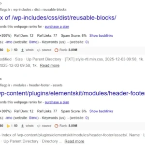 ایندکس شدن پوشه‌های wp-includes و wp-content